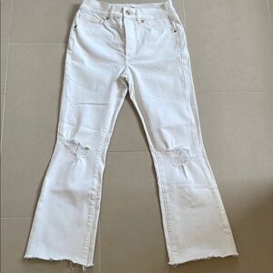 Express White Distressed High Rise Cropped Flare Women's Jeans